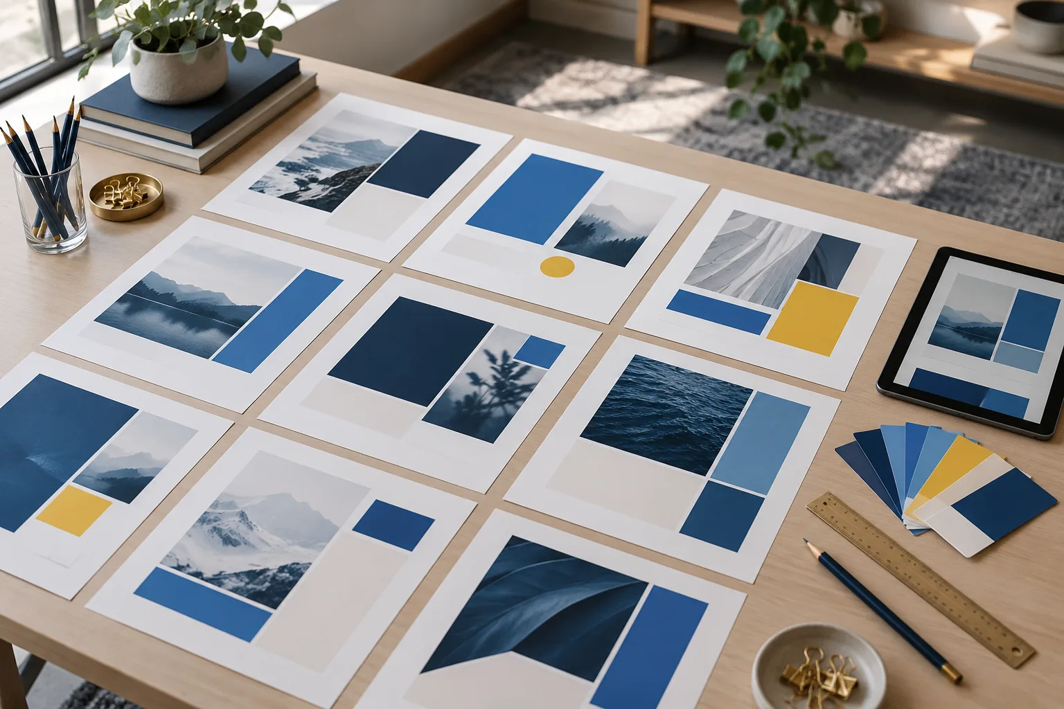 Illustrative image: page proofs laid out on a table for review.